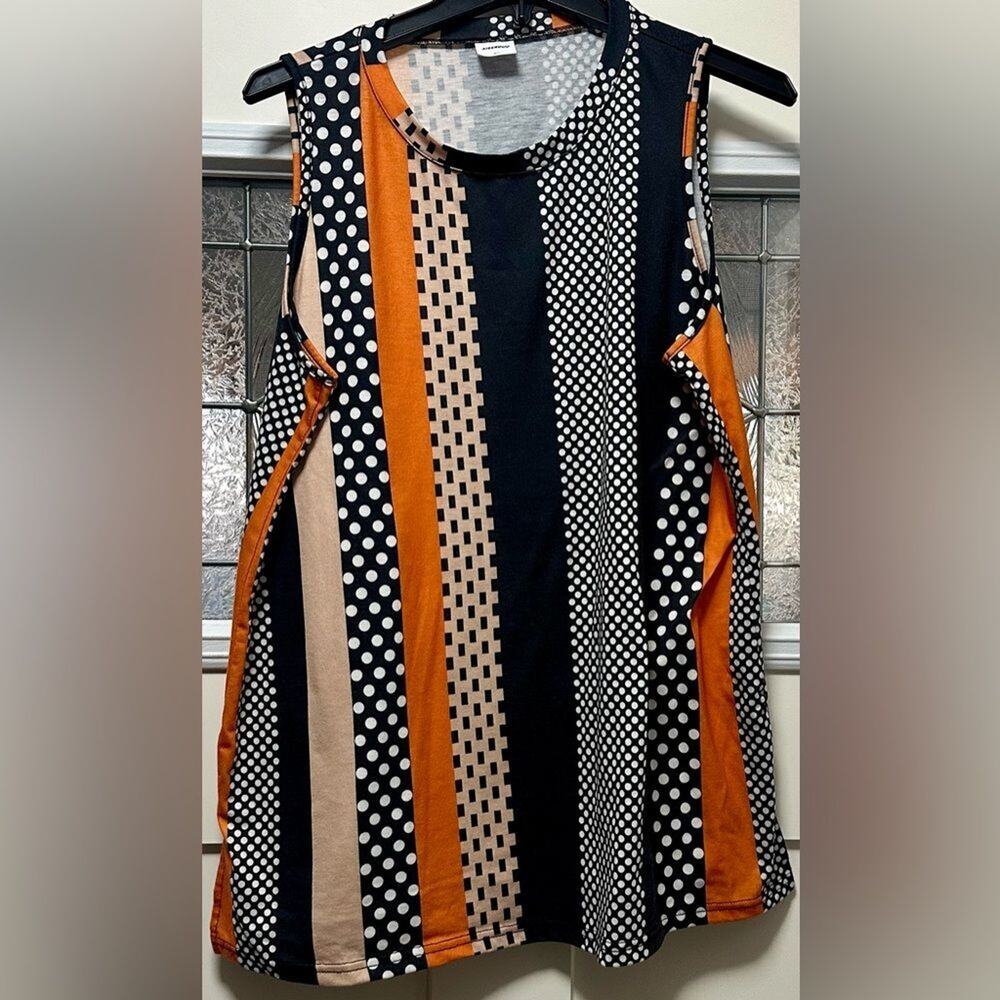 Xieerduo Black Orange White Tank Size XL Stripe Polka Dot (395)